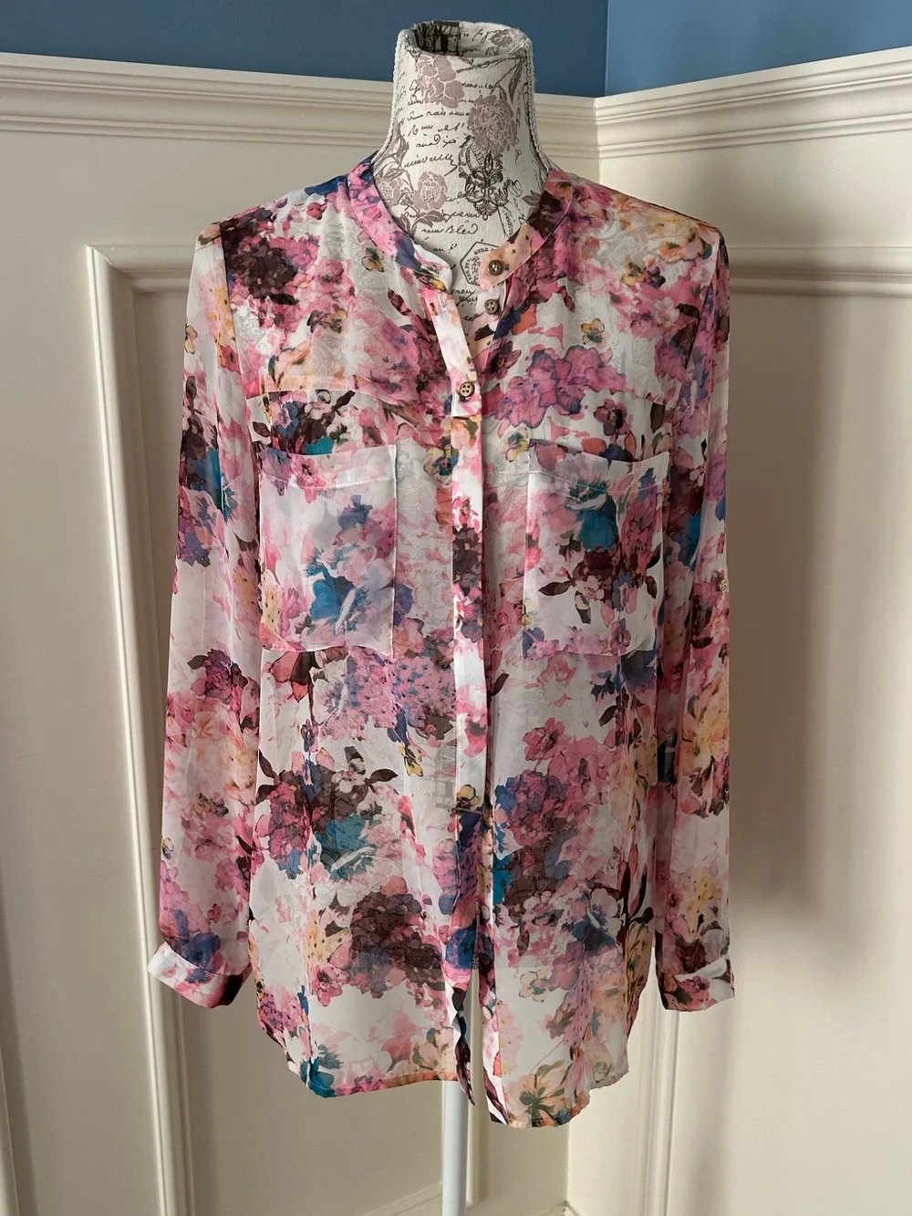NWT sheer floral blouse